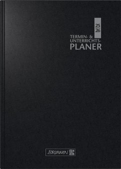 Cover BRUNNEN Termin- & Unterrichtsplaner (2025/2026), 2 Seiten = 1 Woche, A5, 224 Seiten, Kunststoff-Einband Baladek, schwarz