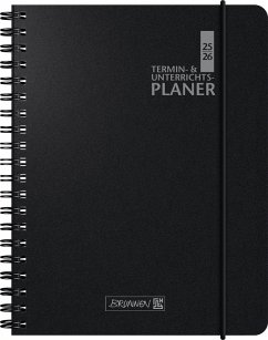 Cover BRUNNEN Termin- & Unterrichtsplaner (2025/2026), 2 Seiten = 1 Woche, A5, 224 Seiten, Kunststoff-Einband Baladek, schwarz