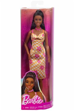 Cover Barbie Fashionista Puppe im pink-orangenen Karokleid