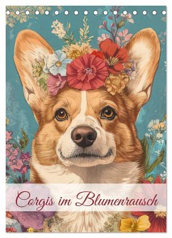 Corgis im Blumenrausch (Tischkalender 2026 DIN A5 hoch), CALVENDO Monatskalender