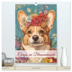 Cover Corgis im Blumenrausch (hochwertiger Premium Wandkalender 2026 DIN A2 hoch), Kunstdruck in Hochglanz