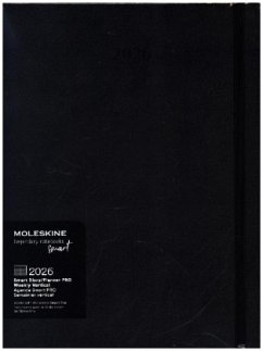 Cover Moleskine Smart Pro Kalender 2026, für das Smart Writing Set 12 Monate Wochen Notizkalender, 1 W = 2 S, vertikal, XL, fester Einband, schwarz