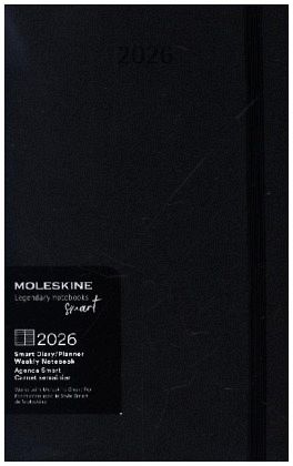 Moleskine Smart Kalender 2026, für das Smart Writing Set 12 Monate Wochen Notizkalender, 1 W = 1 S, rechts linierte Seite, L/A5, fester Einband, schwarz
