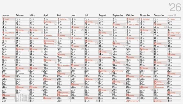 rido/idé 7033690006   Plakatkalender Mod. young design XL 2026   1390×790 mm