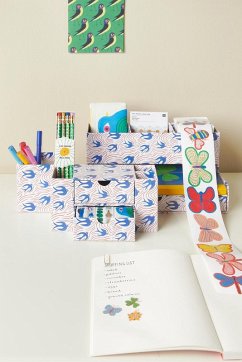 Cover Office Box Midsommar Magic, Schwalben FSC Recycled, 26,5x12,5x15 cm, 3mm Materialstärke