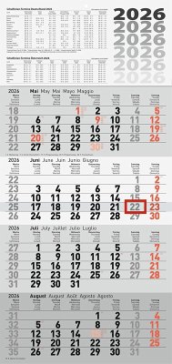 Cover rido/idé 7033420006   4-Monatskalender 2026   grau, 300×630 mm