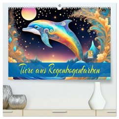 Cover Tiere aus Regenbogenfarben (hochwertiger Premium Wandkalender 2026 DIN A2 quer), Kunstdruck in Hochglanz
