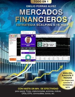Cover MERCADOS FINANCIEROS, Estrategia Scalping 5-15 Minutos con Rendimiento de Ganancias a Partir de 500 EUR, $, £, Diarios y Hasta un 90% de Efectividad para Operar