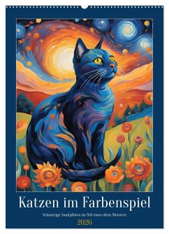 Cover Katzen im Farbenspiel (Wandkalender 2026 DIN A2 hoch), CALVENDO Monatskalender