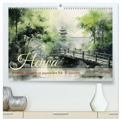 Heiwa - Friedliche Aquarelle im japanischen Stil (hochwertiger Premium Wandkalender 2026 DIN A2 quer), Kunstdruck in Hochglanz