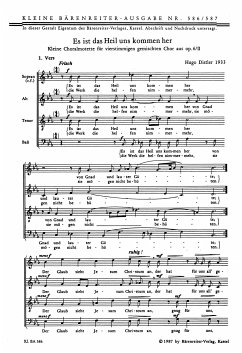 Cover Es ist das Heil uns kommen her aus op.6,2 für gem Chor Partitur (dt)