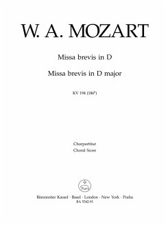 Cover Missa brevis D-Dur KV194 für Soli, gem Chor und Orchester Chorpartitur