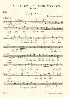 Cover Johannes-Passion BWV245 für Soli, Chor, Orchester Bass
