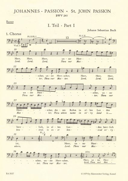 Johannes-Passion BWV245 für Soli, Chor, Orchester Bass