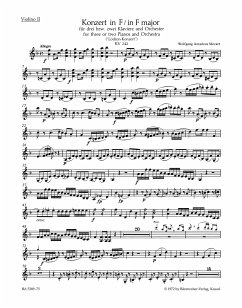 Cover Konzert F-Dur KV242 für 2 oder 3 Klaviere und Orchester Violine 2