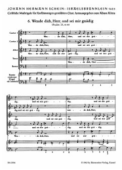 Cover Wende dich Herr und sei mir gnädig Psalm 25 für gem Chor (SSATB) und Bc, Partitur Israelsbrünnlein 6