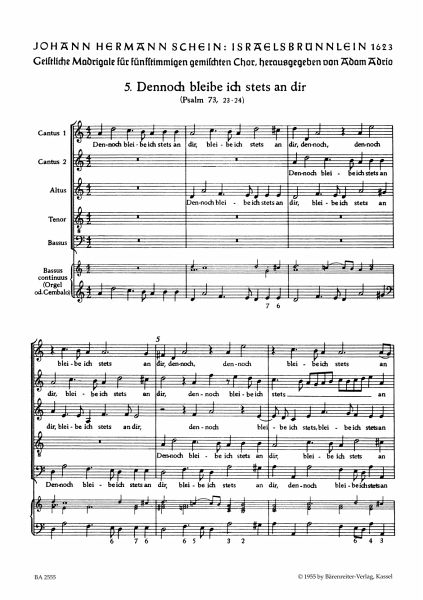 Dennoch bleibe ich stets an dir Motette Nr.5 für gem Chor und Bc Partitur Dennoch bleibe ich stets an dir Motette Nr.5 für gem Chor und Bc Partitur
