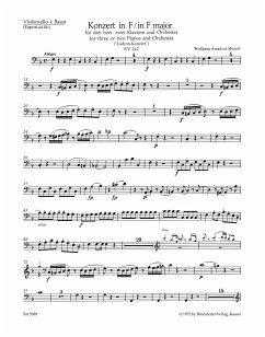 Cover Konzert F-Dur KV242 für 2 oder 3 Klaviere und Orchester Cello / Baß