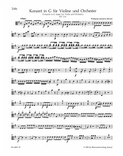 Cover Konzert G-Dur KV216 für Violine und Orchester Viola