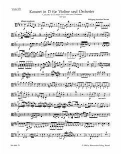 Cover Konzert D-Dur KV211 für Violine und Orchester Viola 1 und 2