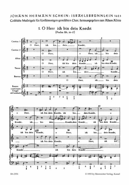 O Herr ich bin dein Knecht Motette 1 für 5 gemischte Stimmen und Bc, Partitur O Herr ich bin dein Knecht Motette 1 für 5 gemischte Stimmen und Bc, Partitur