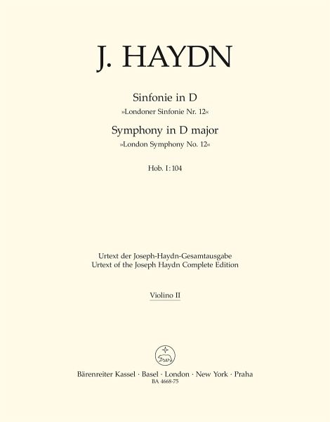 Sinfonie D-Dur Nr.104 Hob.I:104 für Orchester Violine 2 Sinfonie D-Dur Nr.104 Hob.I:104 für Orchester Violine 2