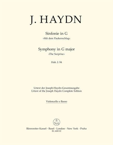 Sinfonie G-Dur Nr.94 Hob.I:94 für Orchester Cello/Baß Sinfonie G-Dur Nr.94 Hob.I:94 für Orchester Cello/Baß