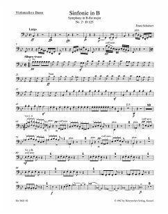 Cover Sinfonie B-Dur Nr.2 D125 für orchester Violoncello / Baß