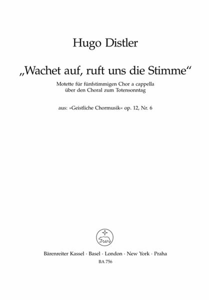 Wachet auf ruft uns die Stimme op.12,6 Motette für gem Chor (SSATB), Partitur