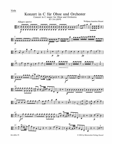 Konzert C-Dur KV314 für Oboe und Orchester Viola Konzert C-Dur KV314 für Oboe und Orchester Viola