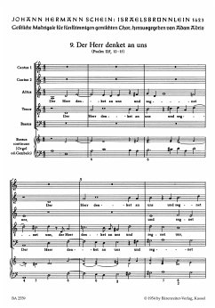 Cover Der Herr denket an an uns für gem Chor (SSATB) und Bc, Partitur Adrio, Adam, Ed