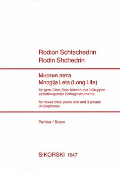 MNOGIJA LETA ( LONG LIFE ) FUER GEM.CHOR, SOLO-KLAVIER U. 3 GRUPPEN SELBSTKLINGENDER SCHLAGINSTRUMENTE Cover MNOGIJA LETA ( LONG LIFE ) FUER GEM.CHOR, SOLO-KLAVIER U. 3 GRUPPEN SELBSTKLINGENDER SCHLAGINSTRUMENTE