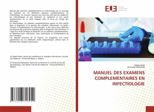 MANUEL DES EXAMENS COMPLEMENTAIRES EN INFECTIOLOGIE MANUEL DES EXAMENS COMPLEMENTAIRES EN INFECTIOLOGIE