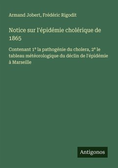 Cover Notice sur l'épidémie cholérique de 1865