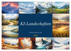 Cover KI-Landschaften - Malerisch durch das Jahr (Wandkalender 2026 DIN A4 quer), CALVENDO Monatskalender