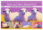 Tiere auf dem Bauernhof. Farbenfrohe Tierportraits im Stil der Ölmalerei (Tischkalender 2026 DIN A5 quer), CALVENDO Monatskalender