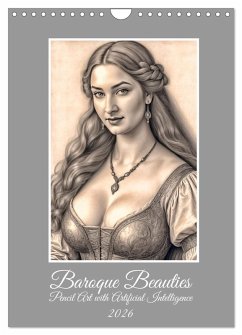 Cover Baroque Beauties, Pencil Art with Artificial Intelligence (Wall Calendar 2026 DIN A4 portrait), CALVENDO 12 Month Wall Calendar