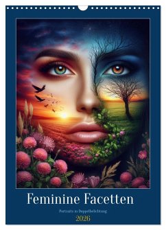 Cover Feminine Facetten - Portraits in Doppelbelichtung (Wandkalender 2026 DIN A3 hoch), CALVENDO Monatskalender