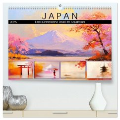 Japan. Eine künstlerische Reise im Aquarellstil (hochwertiger Premium Wandkalender 2026 DIN A2 quer), Kunstdruck in Hochglanz
