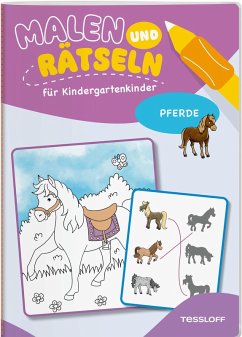 Cover Malen und Rätseln für Kindergartenkinder. Pferde