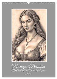 Cover Baroque Beauties, Pencil Art with Artificial Intelligence (Wall Calendar 2026 DIN A3 portrait), CALVENDO 12 Month Wall Calendar