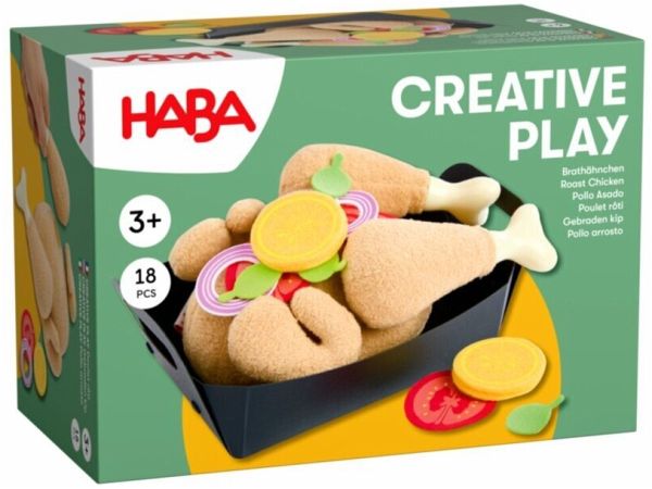 HABA 2012309001 - Creative Play Brathähnchen, 18-teilig, Zubehör für Kaufladen/Spielküche