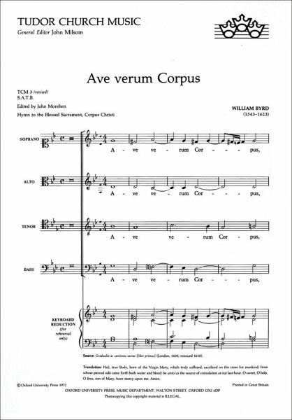Ave verum corpus for mixed chorus a cappella, score (with piano for rehearsal only) Ave verum corpus for mixed chorus a cappella, score (with piano for rehearsal only)