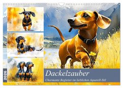 Dackelzauber. Charmante Begleiter im lieblichen Aquarell-Stil (Wandkalender 2026 DIN A3 quer), CALVENDO Monatskalender