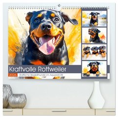 Kraftvolle Rottweiler. Stattliche Begleithunde im Aquarell-Stil (hochwertiger Premium Wandkalender 2026 DIN A2 quer), Kunstdruck in Hochglanz Kraftvolle Rottweiler. Stattliche Begleithunde im Aquarell-Stil (hochwertiger Premium Wandkalender 2026 DIN A2 quer), Kunstdruck in Hochglanz