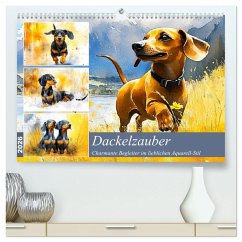 Dackelzauber. Charmante Begleiter im lieblichen Aquarell-Stil (hochwertiger Premium Wandkalender 2026 DIN A2 quer), Kunstdruck in Hochglanz