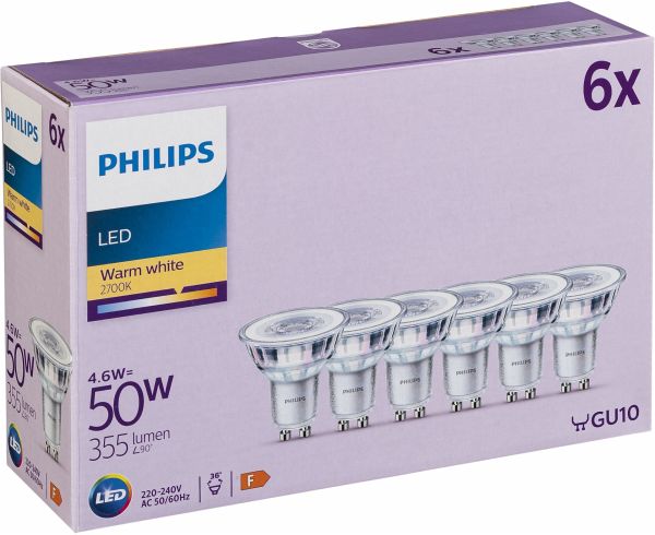 Philips LED-Reflektor GU10 6er Set 4,6W 2700K Philips LED-Reflektor GU10 6er Set 4,6W 2700K