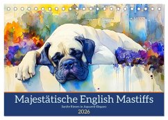 Majestätische English Mastiffs. Sanfte Riesen in Aquarell-Eleganz (Tischkalender 2026 DIN A5 quer), CALVENDO Monatskalender Majestätische English Mastiffs. Sanfte Riesen in Aquarell-Eleganz (Tischkalender 2026 DIN A5 quer), CALVENDO Monatskalender