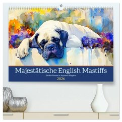 Majestätische English Mastiffs. Sanfte Riesen in Aquarell-Eleganz (hochwertiger Premium Wandkalender 2026 DIN A2 quer), Kunstdruck in Hochglanz Majestätische English Mastiffs. Sanfte Riesen in Aquarell-Eleganz (hochwertiger Premium Wandkalender 2026 DIN A2 quer), Kunstdruck in Hochglanz