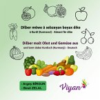 Dîlber mêwe û sebzeyan boyax dike û Kurdî (Kurmancî) - Almanî fêr dibe Dîlber mêwe û sebzeyan boyax dike û Kurdî (Kurmancî) - Almanî fêr dibe